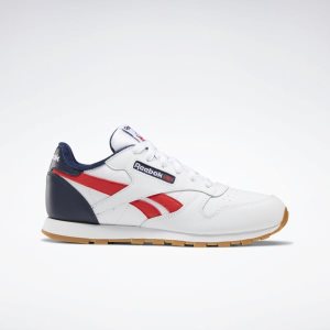 Reebok Classic Leather Turnschuhe Kinder - Weiß/Navy/Rot - DE 941-VZB